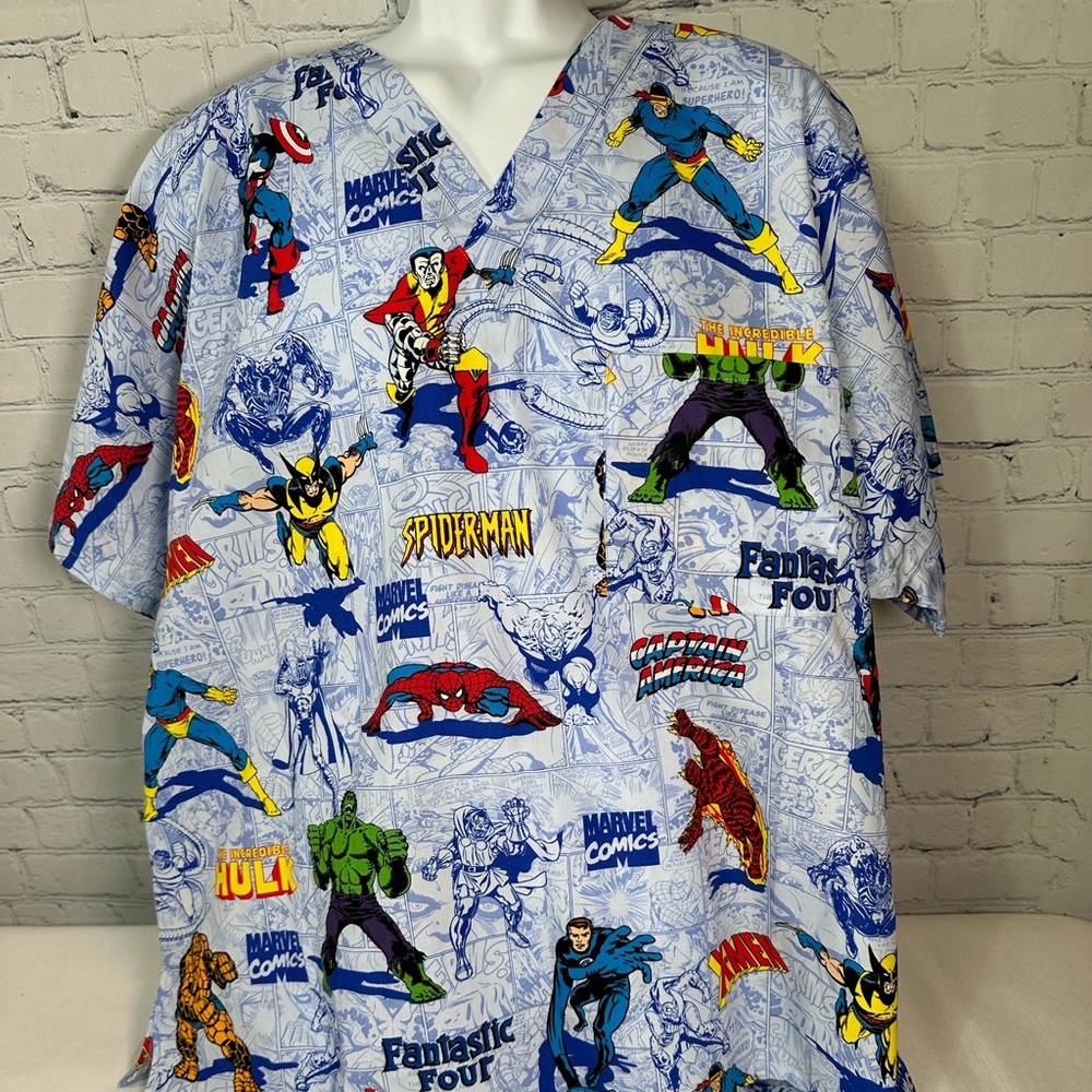 NWT Superhero Scrub Top
